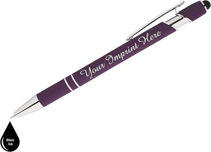 Up to 500 Pcs Custom Pens Bulk | Rainbow of Colors | Soft-Touch Metal Black Ink Personalized with Name or Message (Purple, 150 pcs)