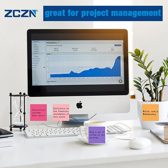 ZCZN 400 Sheets Pop-up Sticky Notes, 3 x 3 Inches, 4 Pads Bright Color Self-Stick Notes, 100 Sheets/Pad, Red