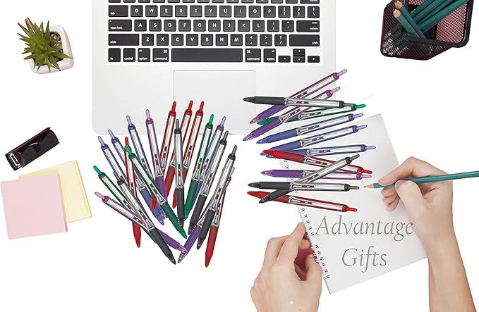 Precise V7 RT Retractable Rolling Ball Pens, Fine Point (.7mm), Assorted Colors Black/Blue Ink, 5-pk; Premium Comfort Grip, Bundle with Plastic Reusable Pouch