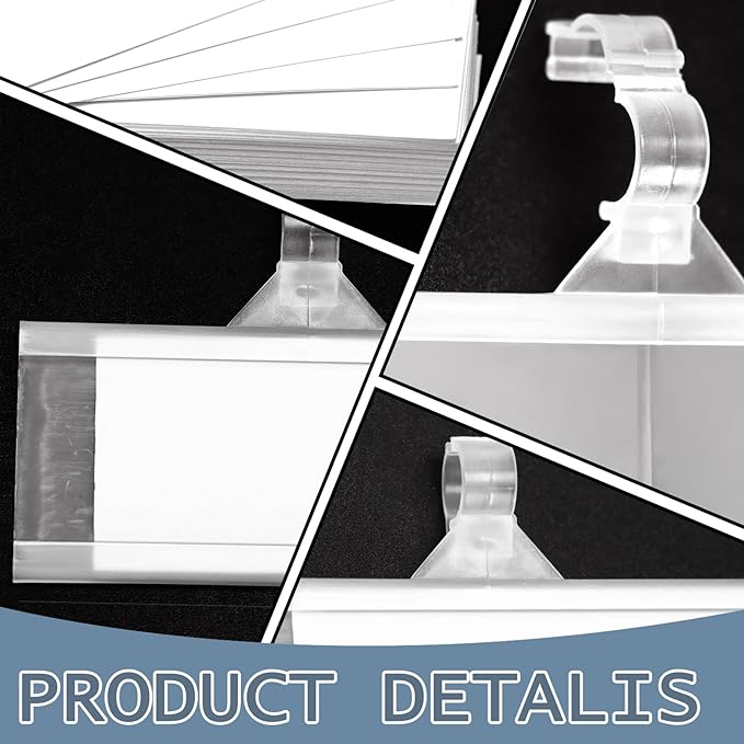 50 Pieces Plastic Wire Shelf Label Holders, Reusable Price Label Holder with Locks, Label Display Holder for Retail Supermarket Department Store(3'' x 1.4'')