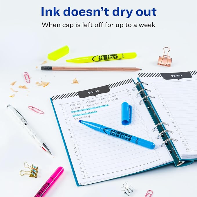 AVERY Hi-Liter Pen-Style Highlighters, Smear Safe Ink, Chisel Tip, 3 Assorted Color Highlighters (25860)