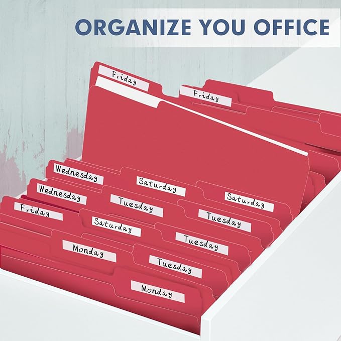 File Folder, PANDRI 120 Pack File Folder, 1/3 Cut Tab, Letter Size, Filing Folder for Office School Business, Red