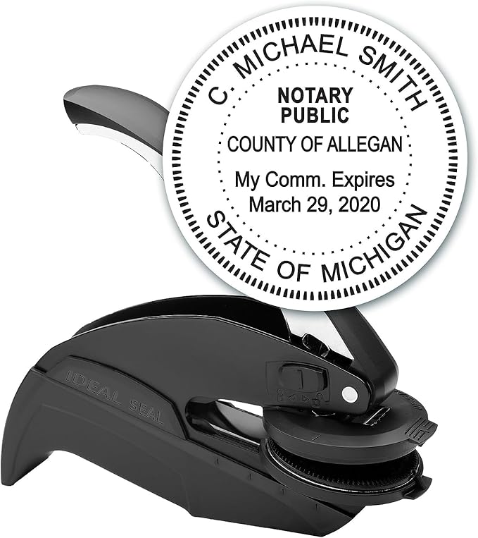 MaxMark Notary Seal Round Embosser for Michigan State - Includes Gold Burst Seal Labels (50 Count)