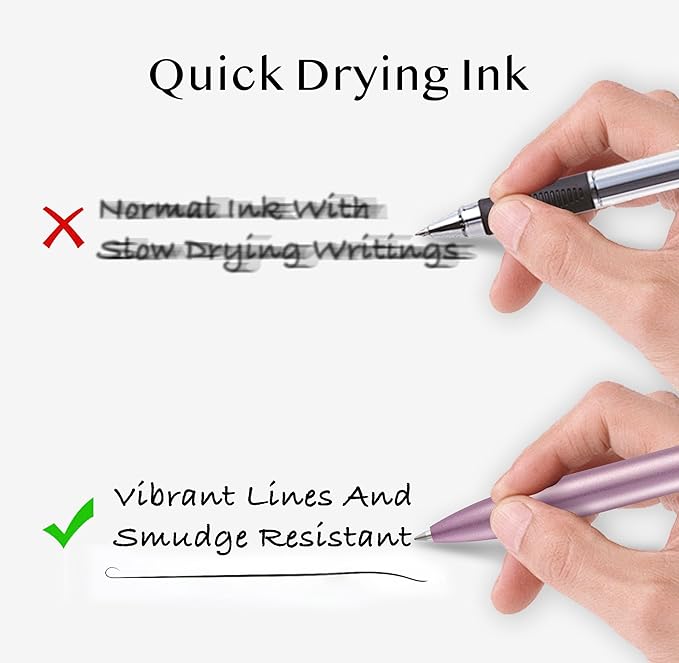 LINFANC 5 Pcs Gel Pens Ballpoint, Metal Barrel Medium Point 0.7 mm Quick Dry Black Ink Cute Pens for Journaling, Smooth Writing Gel Pen, Cute School Supplies Office Supplies Gifts for Women