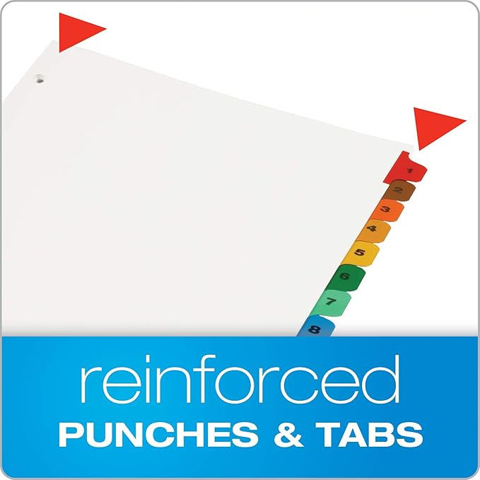 Oxford OneStep Binder Dividers, 12 Tab Numeric Divider Sets, Customizable Table of Contents, Works with 3 Ring Binder, Durable Plastic, Reversible Multicolor Tabs, Numbered 1–12, 3 Sets (89403)