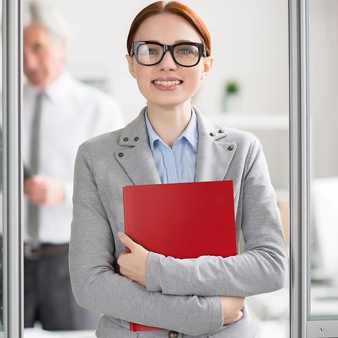 60-Pack Plastic Folders with Pockets and Prongs,2-Pocket Folders with 3 Fasteners, Poly Folders Holds 8-1/2" x 11" Paper for School/Office/Home, Red