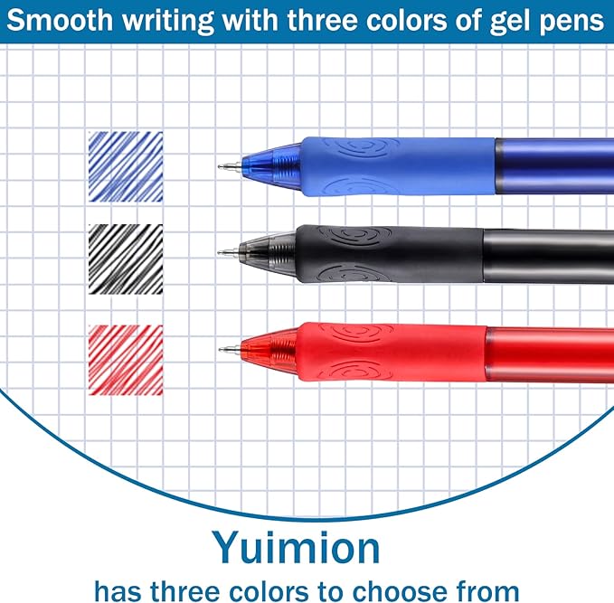8 Pcs Retractable Gel Pens Fine Point (0.5mm) Rollerball Pens for Smooth Writing (Black&Red&Blue Ink) for Women Men Journaling School and Office Supplies Use…