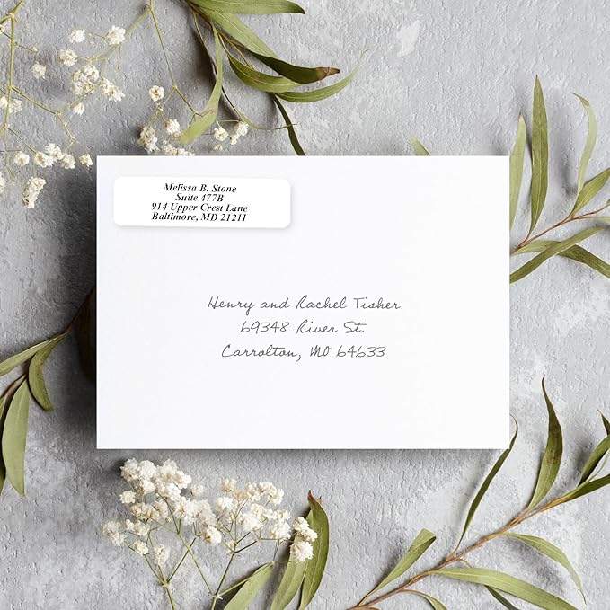 White Personalized Return Address Labels with Elegant Dispenser - Roll of 500 Custom Stickers