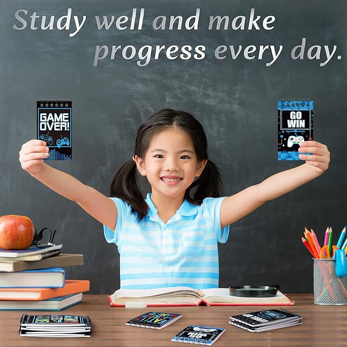 Containlol 24 Pcs Gaming Mini Notepads, Video Game Birthday Party Favors Supplies Gaming Party Notebooks Gamer Prize Gifts Teacher Classroom Supplies Mini Notepad Pack for Girl Boy Video Game Birthday