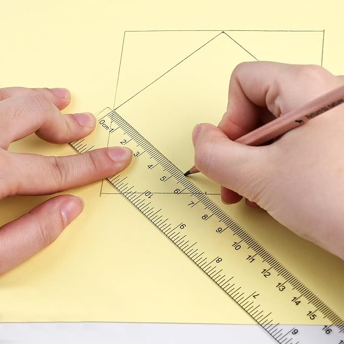 Koogel 2PCS Plastic Clear Rulers, 12 inch Transparent Plastic Straight Rulers with Centimeters and Inches, Measuring Tool for Student Kids School Office Home