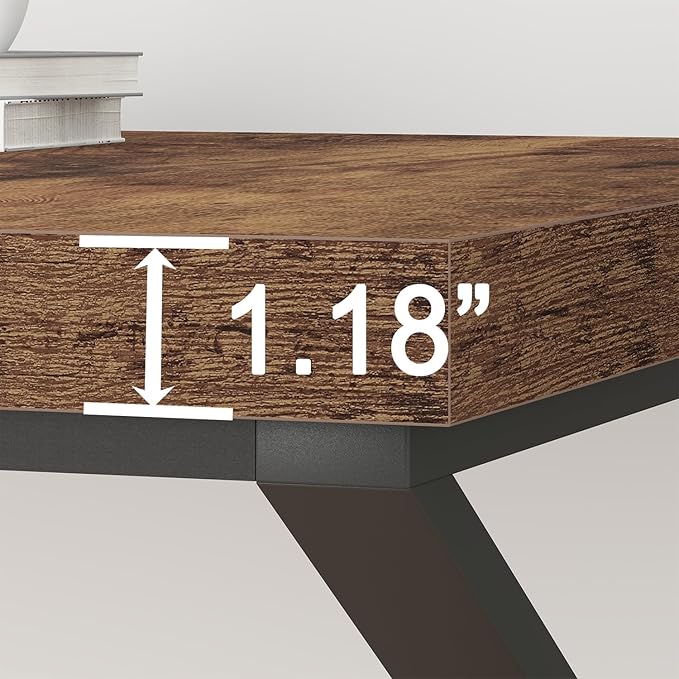 HSH Large Rustic Brown Computer Desk, 70 Inch Home Office Metal Wood Desk for 2 Person, Farmhouse Extra Long Writing Study Gaming Table, Bedroom Living Room PC Laptop Dual Monitor Desk