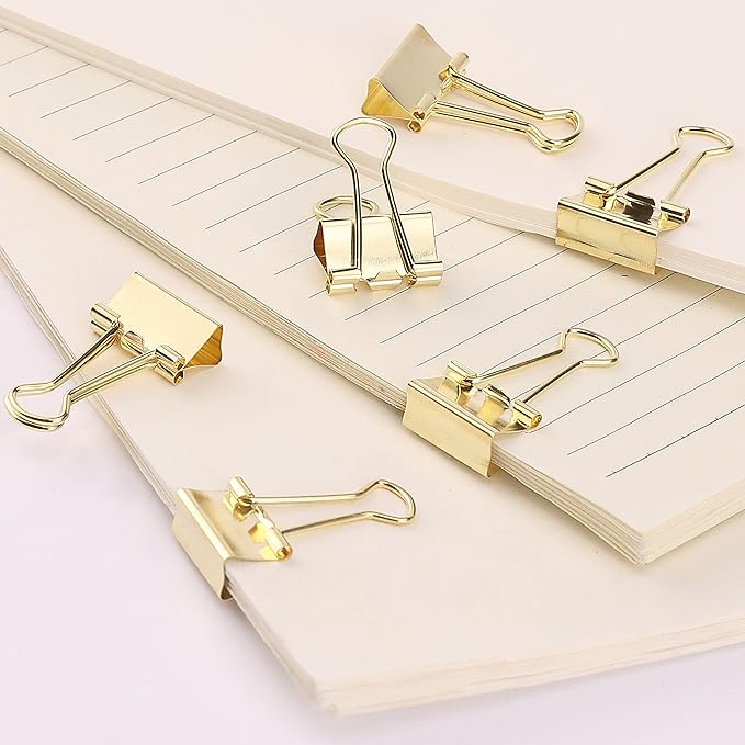 Mr. Pen- Gold Mini Binder Clips - 50 Pack, 0.75 in, Small Size, Paper Clips for Office