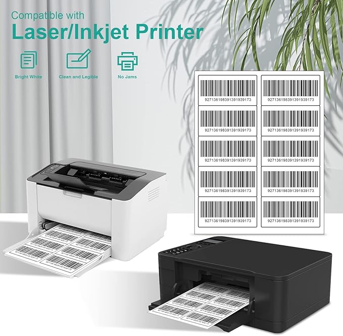 MFLABEL 2000ct 2x4 Inch Shipping Labels - 8.5"x11" Sheets (200 Sheets) for Laser/Inkjet Printers | Matte White Adhesive FBA Labels, Address & Barcode Stickers for Packages, Envelopes & Organizing