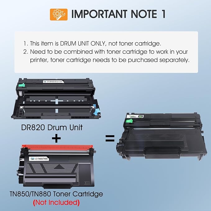 DR820 DR-820 Drum Unit Black 2 Pack Compatible Replacement for Brother DR820 DR 820 DR-820 for HL-L6200DW HLL6200DW L6200DW MFC-L5850DW MFC-L5900DW MFC-L5700DW HL-L5200DW L5200DWT Printer Ink