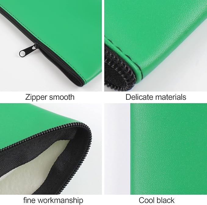 4Pack Money Bag 11 X 6 ", Safe Durable Money Bags with Zipper for Cash Waterproof, Coin Money Pouch PU Leather Bank Bag, Bank Bags with Zipper for Checks Makeup Bills Receipts Tool Storage Bag (Green)