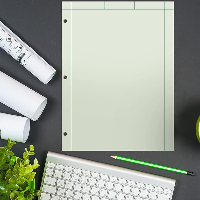 Seajan 5 Pcs Engineering Computation Pad Engineer Pad 8.5 x 11 Inches Engineering Notebook Graph Paper Notebook, 5 Squares Per Inch Evidence Engineering Pad, 100 Sheets/Pack (Green)