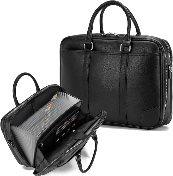 Accordian File Organizer with Handle,briefcase,15.6 in Laptop Bag Portable Document Organizer Handbags Back packs
