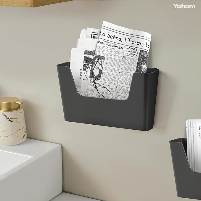 YOHOM No Drilling File Holders (Matte Black 5)