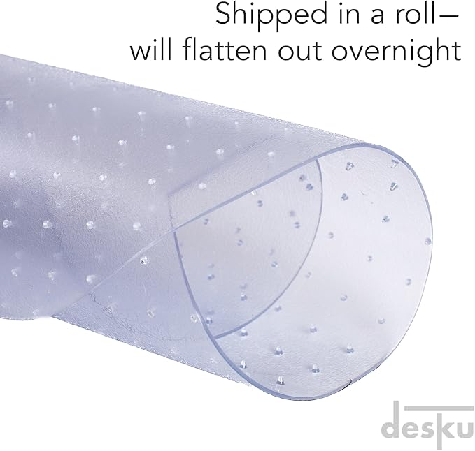 DESKU Flower Power Desk Chair Mat – Heavy-Duty PVC Mats for Carpet Floor Protection, Clear, 48 x 49 Inches, Made in The USA
