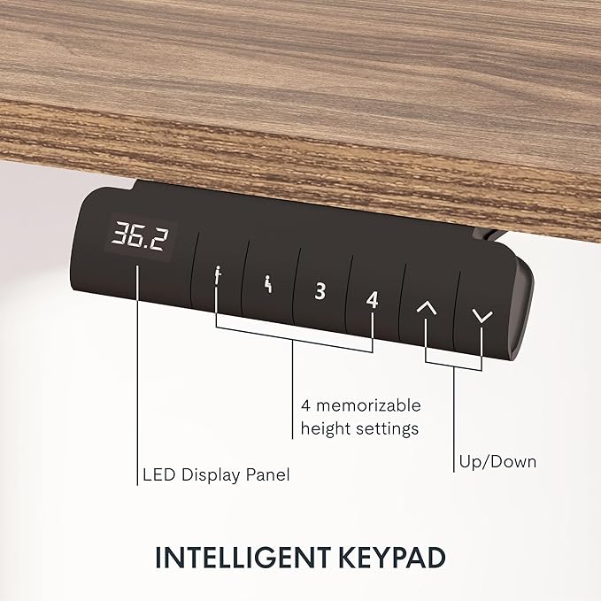 FLEXISPOT E6 Essential 3 Stages Dual Motor Electric Standing Desk 48x30 Inch Whole-Piece Board Height Adjustable Electric Sit Stand Desk(Black Frame + Brown Wood Grain Desktop, 2 Packages)