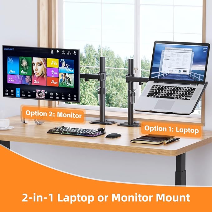 suptek Laptop Notebook Desk Mount Stand, Adjustable Single Monitor Laptop Arm Mount with Ventilated Tray,up to 17 inch,Holds up to 22 lbs