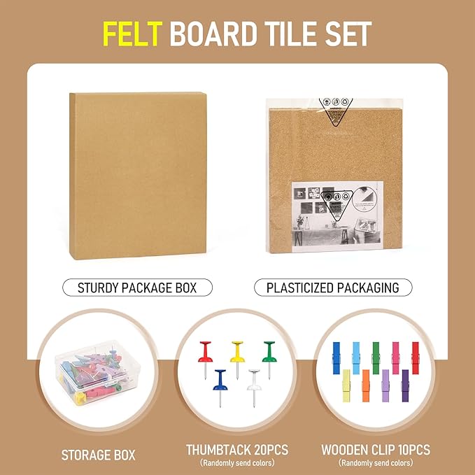 Cork Board Tiles - 4 Packs Adhesive Corkboards for Wall, Small Cork Board Squares Decorative for Office, School & Home