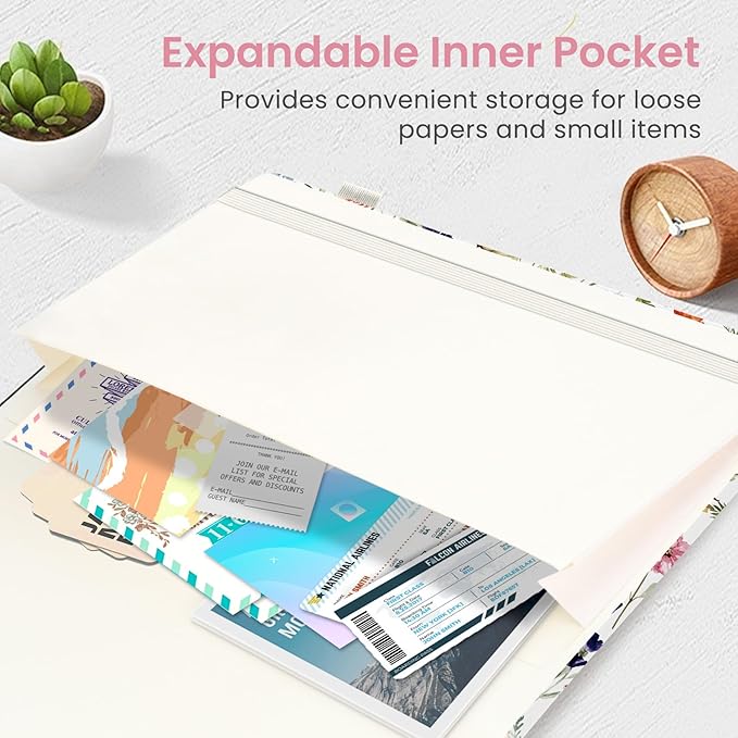 Lined Journal Notebook for Women & Men, Hardcover Leather Journal for writing, A5 College Ruled Notebook for Work & Note Taking, Perfect for Office School Home Supplies, 160 Pages, Garden