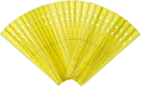 28 Pack Plastic Ruler 12 Inch Transparent Rulers - Metric Bulk for Kids School Office Classroom, Yellow