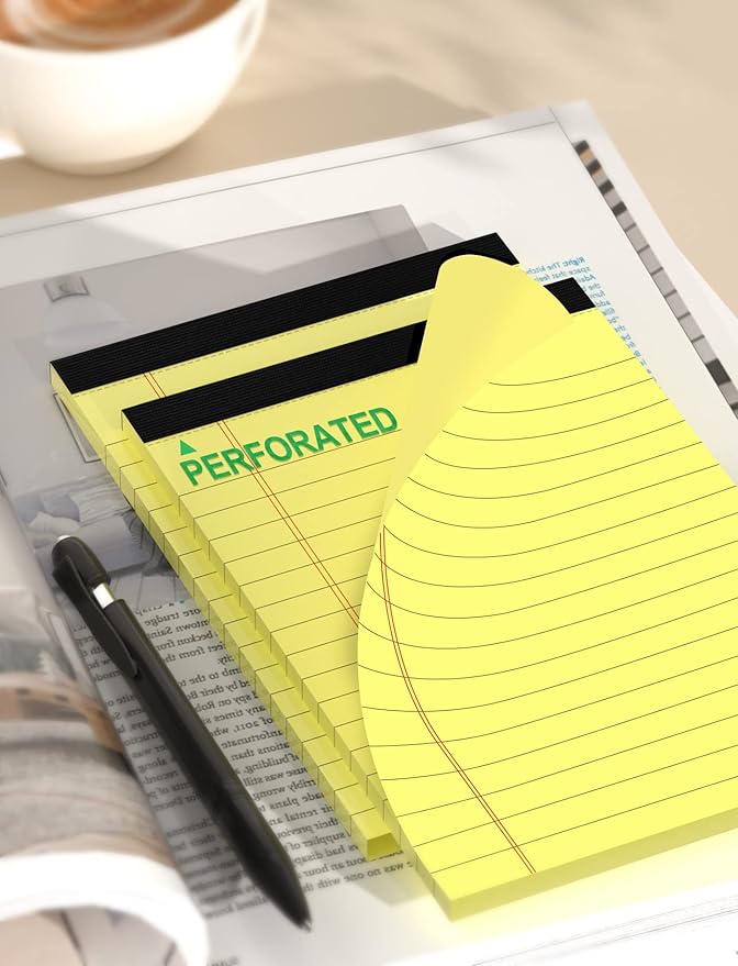8 Pack Yellow Legal Pads 4x6 Note Pads Small Writing Pads 4x6 Narrow Ruled 80GSM Pads of Paper Yellow Pads College Ruled Legal Pad Lined Paper Pads Small Notepads for Work Memo Pads 30 Sheets per Pad
