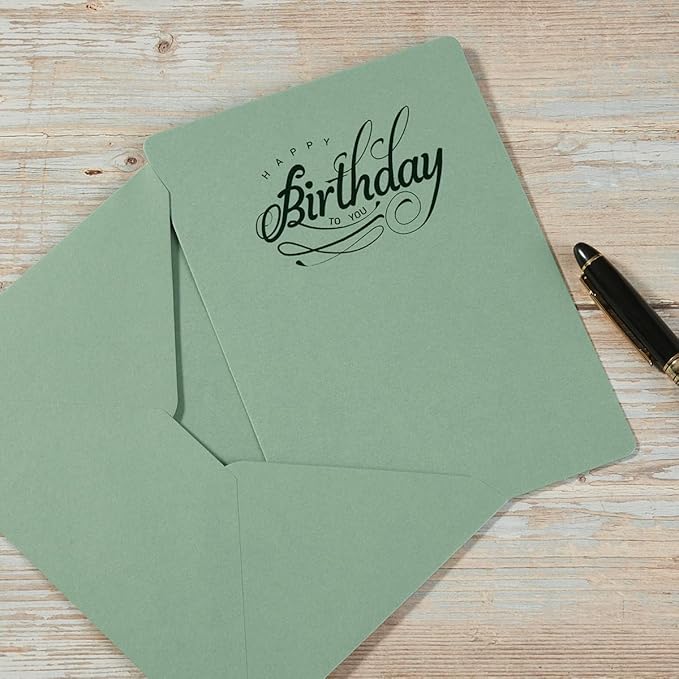 A7 Colorful Envelopes and Blank Cards 24 Pieces A7 Envelopes and 24 Pieces 5x7 Colorful Flat Cards for Weddings, Invitations, Birthday, Baby Shower (Sage Green)