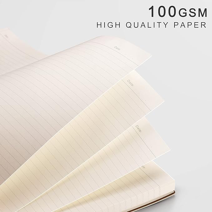 EMSHOI College Ruled Composition Notebook - Large B5 Notebook Lined Journal Leather with Free Sticky Notes, 204 Numbered Pages,100gsm Thick Lined Paper, Softcover, 7.5"x10"-Green