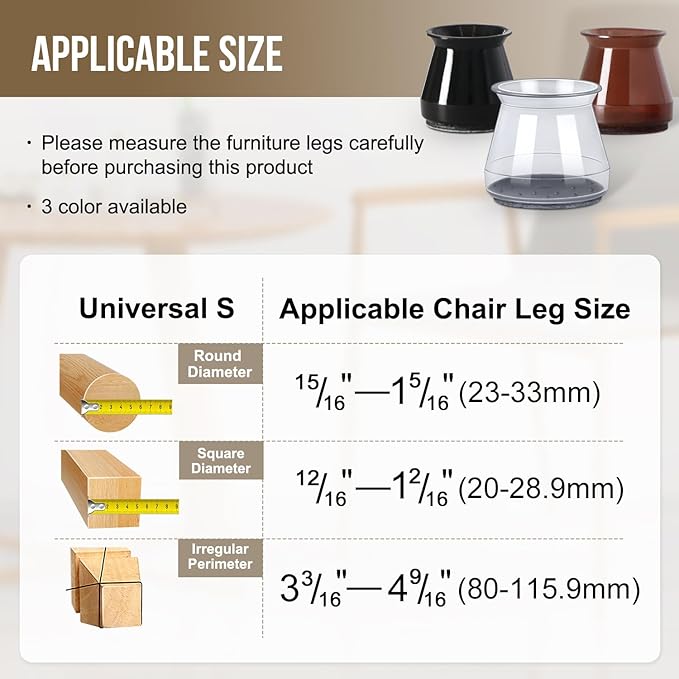 BUMACO Chair Leg Floor Protectors Chair Leg Protectors for Hardwood Floors Silicone Pads Covers to Protect Floors (Clear-20 Pcs, Universal S (0.9"-1.29")