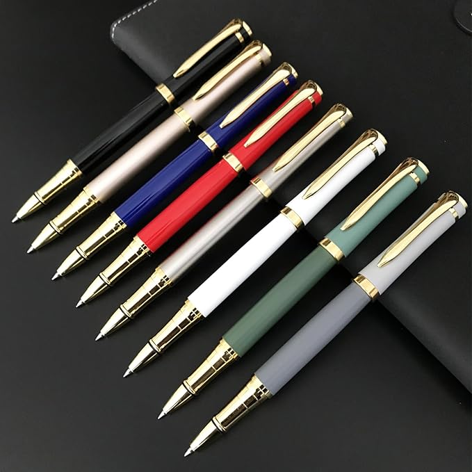 HSK Luxury Ballpoint Pens gift Pen Black Refill Line width 0.5mm,Best Ball Pen Gift Set for Men & Women Professional Executive,Office,Nice Pens Classy Gift Box (Silver)