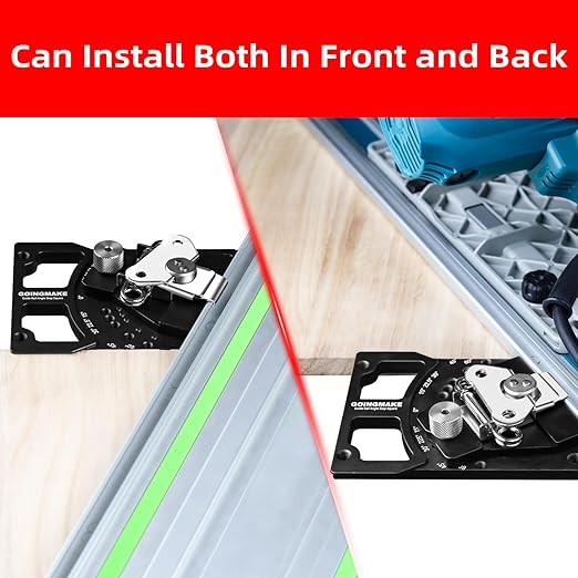 Adjustable Angle Track Saw Square with -60° to 60° Quick Positive Angle Stop,Guide Rail Square,Protractor,90 Degree Right Angle Rail Square Guide Compatible with Festool and Makita
