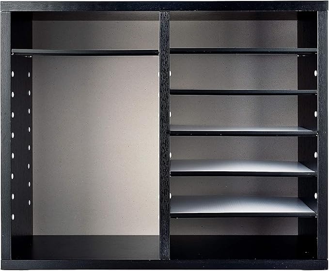 AdirOffice Wooden Adjustable Literature Organizer, 12 Compartment Office Mailbox, or Classroom Literature Organizer, Black