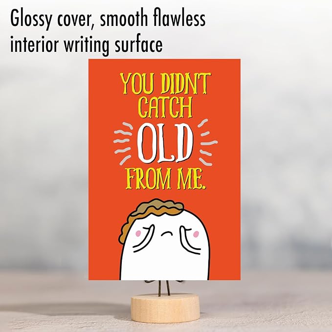 NobleWorks - Funny Happy Birthday Note Card with Envelope (4.63 x 6.75 Inch) - Bday Greeting Card for Women and Men - Congrats Bday Celebration Notecard - Catching Old C9566BDG
