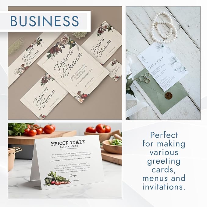 MOS White Cardstock Paper - 8.5" x 11" Heavy Card Stock (110 Sheets) - For Crafting, Resume Paper, Business Cards, Invitations, Menus & Certificates - Smooth Finish, Printer-Friendly