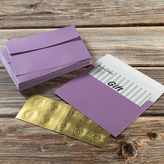 50 Pieces Metallic Shiny Purple Color Self Seal Envelopes for 5x7 Greeting Cards, Invitations, Postcards (Purple, 5x7)