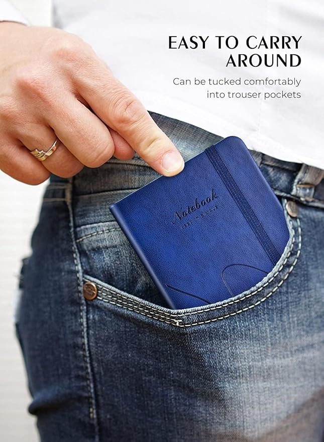 AISBUGUR Pocket Notebook, Small Notebook, 2-Pack Total 320 Pages,3.7" x 5.7" Pocket Notebook (2 Pack, Dark Blue)