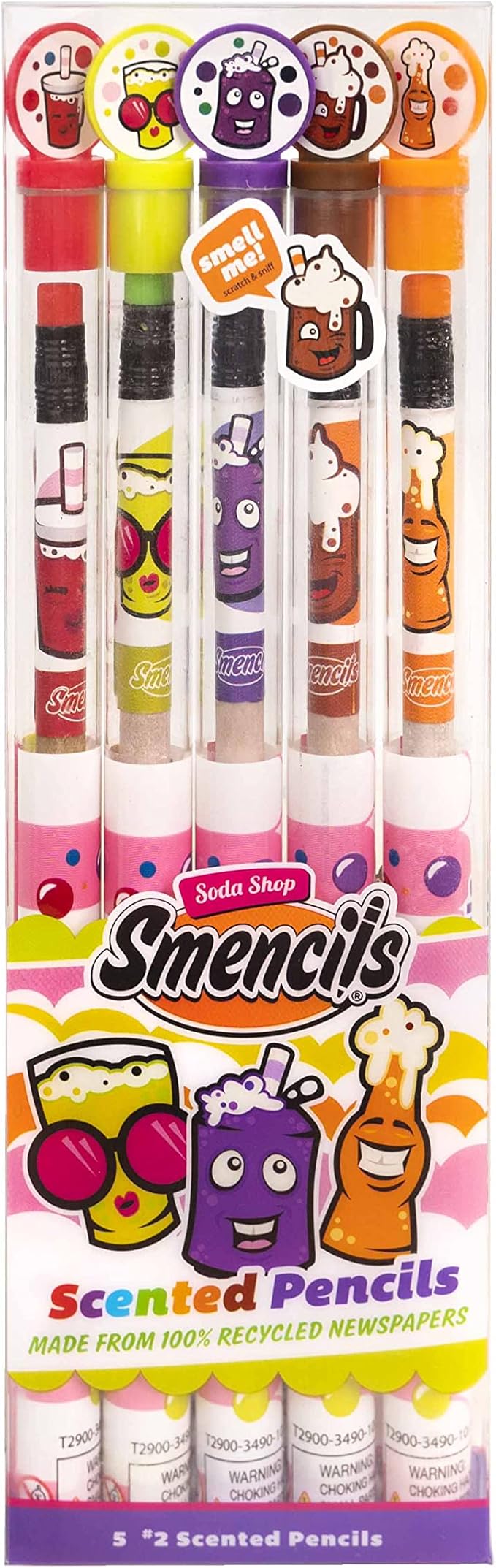 SODA Shop Smencils - Patented Gourmet Scented Pencils, 5 Count, Gifts for Kids, School Supplies, Classroom Rewards, Party Favors