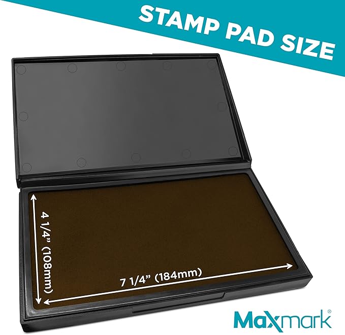 MaxMark Large Brown Stamp Pad - 4-1/4" by 7-1/4" - Premium Quality Felt Pad