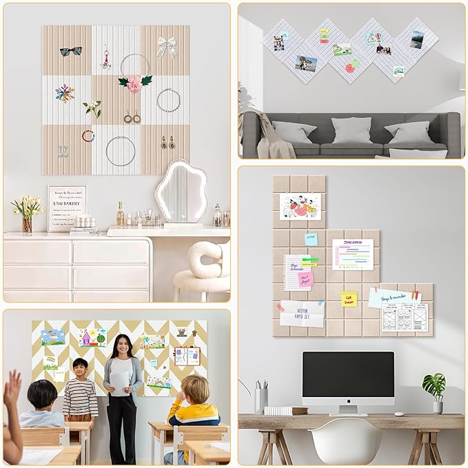 Smarpau 12 Pack Large Cork Board, 48"x36" Felt Bulletin Board, Corkboard with 35 Pushpins 50 Removable Security Stickers, Cork Boards for Office Home