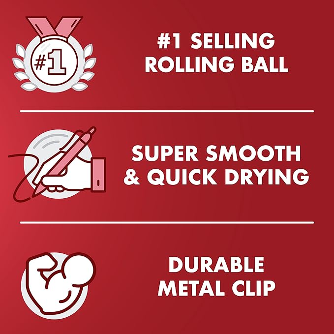 Pilot, Precise V5, Capped Liquid Ink Rolling Ball Pens, Extra Fine Point 0.5 mm, Red, Pack of 12
