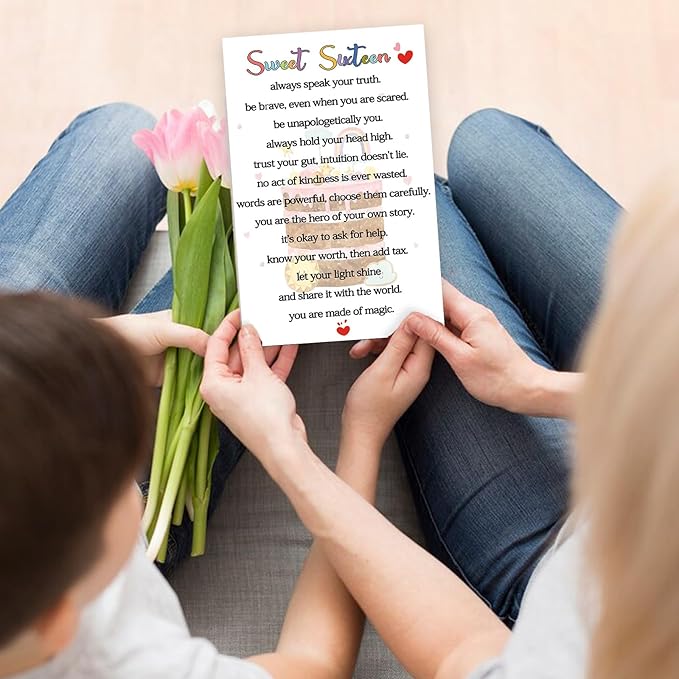 Sweet 16th Birthday Card Gifts for Women Men or Girl, Lovely 16 Year Old Greeting Card for Him Her, Happy Sixteen Birthday Gifts Idea for Son Daughter or Granddaughter Grandson