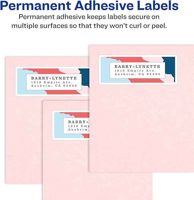 Avery Printable Shipping Labels with Sure Feed, 2" x 4", Glossy Crystal Clear, 100 Blank Mailing Labels (6522)