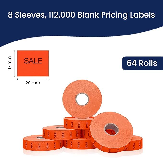 Perco Sale Pricing Labels for Monarch 1136 Price Gun – Case of 8 Sleeves, 112,000 Pricemarking Labels Value Pack