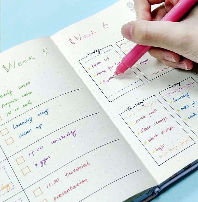 AECHY 8PCS Curve Highlighter Pen for Note Taking, Dual Tip Pens with 8 Different Curve Shapes & 8 Colors Fine Lines, Colored Curve Pens Set for Kids Journaling Back to School Supplies