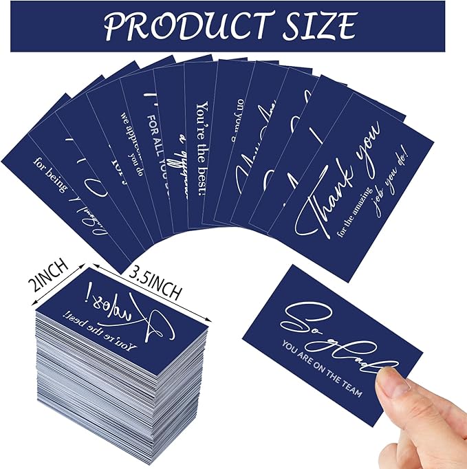 Yeaqee 240 Pcs Employee Appreciation Kudos Cards Funny Blank Back Motivational Card Encouragement Thank You Note Recognition Card for Teacher College Affirmation Gift(Navy Blue)