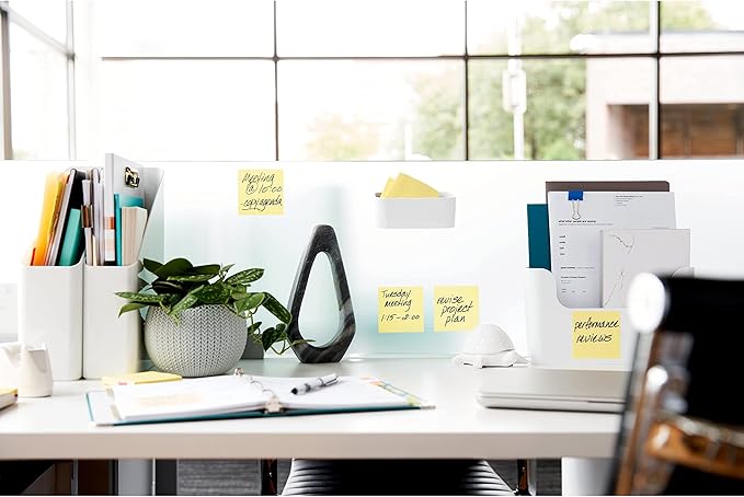 Post-it Super Sticky Notes, 24 Sticky Note Pads, 3 x 3 in., School Supplies, Office Products, Sticky Notes for Vertical Surfaces, Monitors, Walls and Windows, Canary Yellow