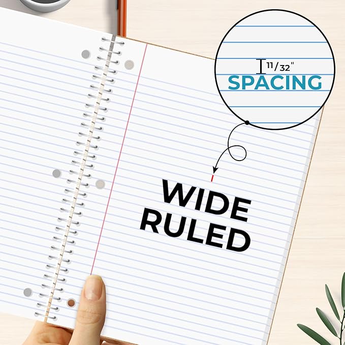 720 Packs (Pallet) 5 Subject Notebooks, Spiral Notebook Bulk, Wide Ruled, Pallet of Notebooks, 150 Sheets (300 pages), 8 x 10-1/2", Bulk Spiral Notebooks for School & Office, 4-7 Days Transit